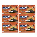 Trash Bags | Hefty E27744 30 in. x 33 in. 30-Gallon 0.85 mil Easy Flaps Trash Bags - Black (40/Box, 6 Boxes/Carton) image number 0