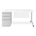 Office Desks & Workstations | Alera 26115 Modern Teacher Series 60 in. x 24 in. x 28.75 in. Left-Side Pedestal: Box/Box/File Pedestal Desk - White/Silver image number 0
