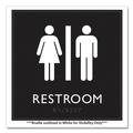 Floor Signs | Headline Sign 66910 8 in. x 8 in. Unisex Restroom Plastic ADA Sign - Clear/White image number 1
