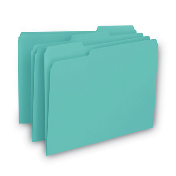 Smead 1/3-Cut Tabs Assorted Letter Size 0.75 in. Expansion Interior File Folders - Aqua (100/Box)