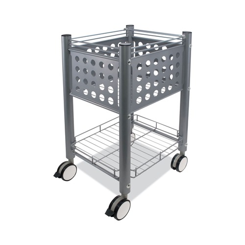 Office Filing Cabinets & Shelves | Vertiflex VF52002 13.75 in. x 15.5 in. x 26.25 in. 1 Shelf 1 Bin Metal Sidekick File Cart - Matte Gray image number 0