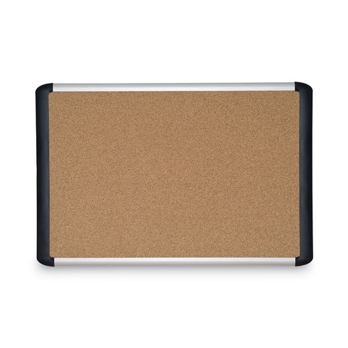 Bulletin Boards | MasterVision 560375093354 48 in. x 36 in. Tech Cork Board - Tan Surface, Silver/Black Aluminum Frame image number 0