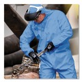 Bib Overalls | KleenGuard 45324 A65 Zipper Front Flame-Resistant Hooded Coveralls with Elastic Wrist and Ankles - X-Large/Blue (25/Carton) image number 5