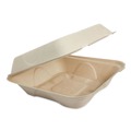 Food Trays, Containers, and Lids | World Centric TO-SC-U85-3L-LF 8.2 in. x 8.8 in. x 2.9 in. Sugarcane Fiber Hinged Takeout Containers - Natural (300/Carton) image number 0