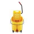 Mop Buckets | Rubbermaid Yellow Commercial Mop Bucket - WaveBreak Side-Press Plastic Bucket/Wringer Combo - 44 Qt image number 2