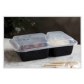Labor Day Sale! Save $30 off $199! | Pactiv Corp. NC8288B Newspring VERSAtainer 6 x 8.5 x 2.5 30 oz 2-Compartment Rectangular Plastic Microwavable Containers - Black/Clear (150/Carton) image number 3