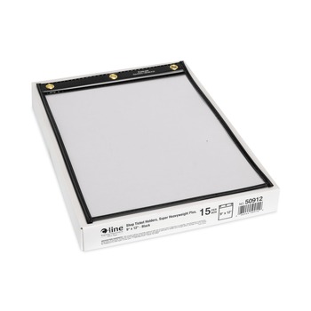 C-Line Super Heavyweight Plus Top Load 9 in. x 12 in. Insert Stitched Shop Ticket Holders - Clear Front, Black Border (15/Box)