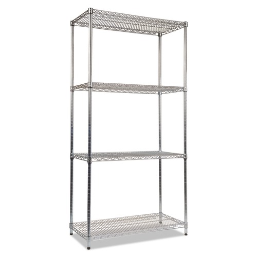  | Alera ALESW503618SR NSF Certified Industrial 36 in. x 18 in. x 72 in. 4-Shelf Wire Shelving Kit - Silver image number 0