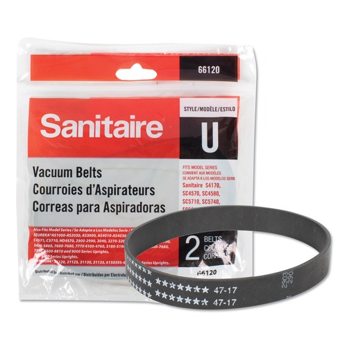 Bags and Filters | Sanitaire 66120 Flat U Style Replacement Belt for Upright Vacuum Cleaner (2/Pack) image number 0