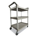 Utility Carts | Rubbermaid Commercial FG342488PLAT Economy 3-Shelf Plastic Cart - Platinum image number 2