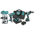 Combo Kits | Makita XT288T-XTR01Z 18V LXT Brushless Lithium-Ion 1/2 in. Cordless Hammer Drill Driver and 4-Speed Impact Driver Combo Kit with Compact Router Bundle image number 0
