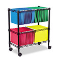 Office Jansan | Alera ALEFW601426BL 26 in. x 14 in. x 29.5 in. 1 Shelf 3 Bins Metal Two-Tier File Cart for Front-to-Back and Side-to-Side Filing - Black image number 1