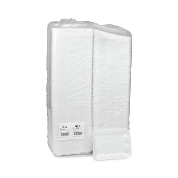 Pactiv Corp. 9.5 in. x 7 in. x 1.25 in. No. 4D Foam Meat Tray - White (500/Carton)