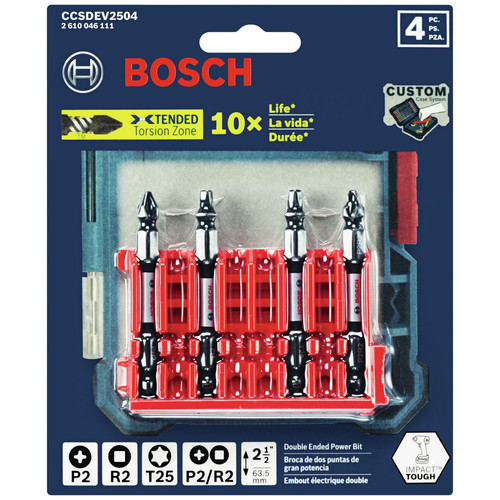 Bosch Ccsdev2504 4 Piece Phillips Square And Torx 2 5 In Double Ended Bits With Clip For Custom Case System Cpo Outlets