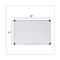 Office Jansan | Universal UNV43841 36 in. x 24 in. Deluxe Porcelain Magnetic Dry Erase Board - White Surface, Aluminum Frame image number 2