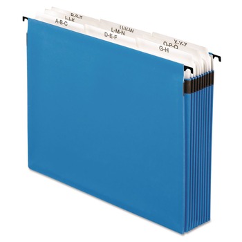 Pendaflex SureHook 5.25 in. Capacity 1/5-Cut Tabs 9 Sections Hanging Letter Folder - Blue