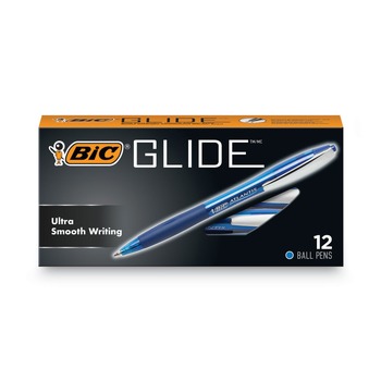 BIC GLIDE 1 mm Medium Ballpoint Pen - Blue Ink/Translucent Blue/Blue Barrel (1-Dozen)