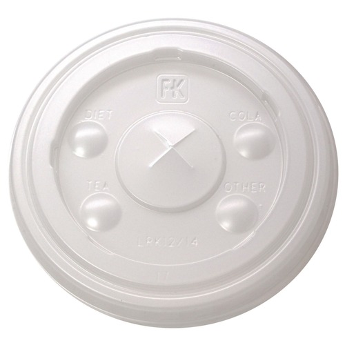 Food Service | Fabri-Kal 9508216 Kal-Clear/Nexclear Flat X-Style Straw Slot Plastic Drink Cup Lids Fits 12 oz. to 14 oz. Cold Cups - Translucent (1000/Carton) image number 0