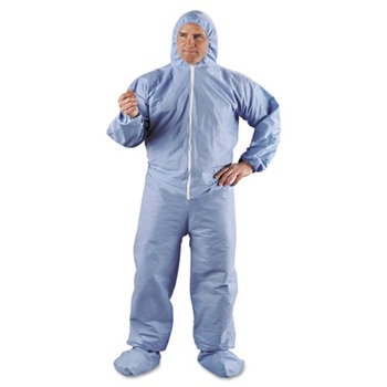 BIB OVERALLS | KleenGuard KCC 45356 A65 Hood & Boot Flame-Resistant Coveralls, Blue, 3x-Large (21/Carton)