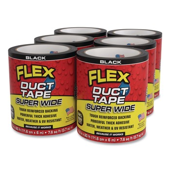 Flex Seal Products 4.6 in. x 20 ft. 39 mil Flex Super Wide Duct Tape - Black (6/Carton)