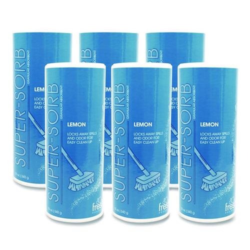 Cleaning & Janitorial Supplies | Fresh Products SSC-F-006I024M-22 Super-Sorb 12 oz. Shaker Can 720 oz. Liquid Spill Absorbent, Lemon Scent (6/Box) image number 0