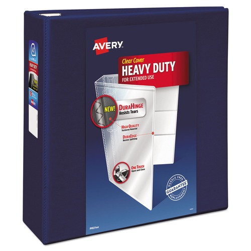 Office Jansan | Avery 79804 11 in. x 8.5 in. 3 Rings 4 in. Capacity Heavy-Duty View Binder with DuraHinge and Locking One Touch EZD Rings - Navy Blue image number 0