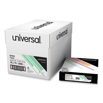 Universal 8.5 in. x 11 in. 20 lbs. Bond Weight Deluxe Colored Paper - Green (10 Reams/Carton)
