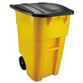 Trash & Waste Bins | Rubbermaid Commercial FG9W2700YEL 50 Gallon Molded Plastic Square Brute Rollout Container - Yellow image number 0