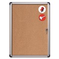 Bulletin Boards | MasterVision VT630101690 28 in. x 38 in. Slim-Line Enclosed Cork Bulletin Board with One Door - Tan Surface/Satin Aluminum Frame image number 4