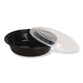 Labor Day Sale! Save $30 off $199! | GEN FCPP-BC-48RND 8.85 in. x 8.85 in. x 2.24 in. 48 oz. Plastic Microwavable Food Container with Lid - Round Black/Clear (150/Carton) image number 2