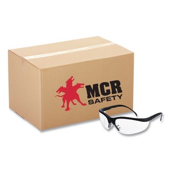 MCR Safety KD110 Klondike Safety Glasses - Matte Black Frame/Clear Lens (12/Box)