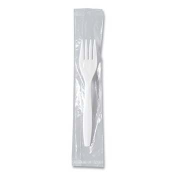 SOLO Individually Wrapped Regal Mediumweight Plastic Cutlery Fork - White (1000/Carton)
