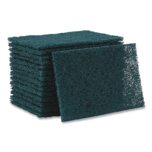 Sponges & Scrubbers | Boardwalk 86LGI 6 in. x 9 in. Heavy-Duty Scour Pad - Green (15/Carton) image number 0