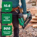 Framing Nailers | Metabo HPT NR3690DCM MultiVolt 36V Brushless Lithium-Ion Cordless Paper Strip Framing Nailer Kit (2.5 Ah) image number 2