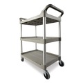 Utility Carts | Rubbermaid Commercial FG342488PLAT Economy 3-Shelf Plastic Cart - Platinum image number 2