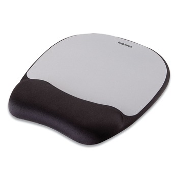 Fellowes Mfg Co. 7.93 x 9.25 Memory Foam Mouse Pad with Wrist Rest - Black/Silver