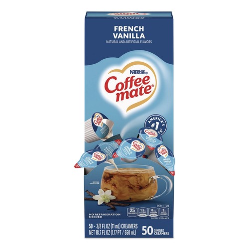 Food and Snacks | Coffee-Mate 11001206 0.38 oz. Mini Cups Liquid Coffee Creamer - French Vanilla (50/Box) image number 0