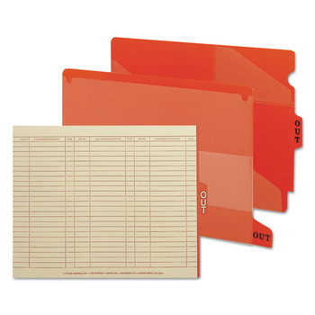 Smead 1/3-Cut End Tab Out 8.5 in. x 11 in. Colored Poly Out Guides with Pockets - Red (25/Box)