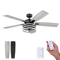 Ceiling Fans | Honeywell 51855-45 52 in. Remote Control Industrial Style Indoor LED Ceiling Fan with Light - Matte Black image number 0