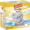 Cleaning & Janitorial Supplies | Glad 78899 ForceFlex 24 in. x 27.38 in. 13 Gallon Kitchen Drawstring Trash Bags - Fresh Clean Scent/White (240/Carton) image number 1