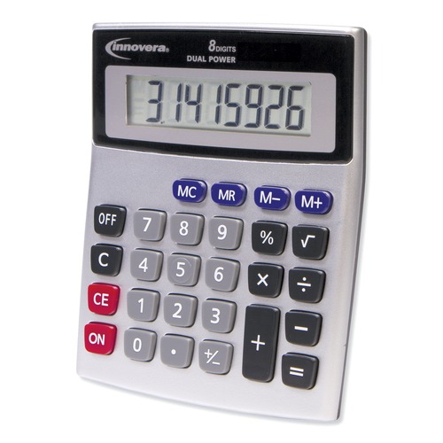  | Innovera IVR15927 Dual Power 8-Digit LCD Desktop Calculator image number 0