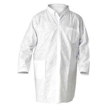 Ansell A20 Breathable Particle Protection Snap Closure/Open Wrists/Pockets Lab Coats - Extra Large, White (25/Carton)