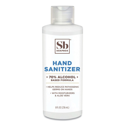 Hand Sanitizers | Soapbox 77141 8 oz. Gel Hand Sanitizer with Dispensing Cap - Unscented (24/Carton) image number 0