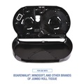Paper Towels and Napkins | Boardwalk R4070BKBW 20.25 in. x 6 in. x 12.25 in. Jumbo Twin Toilet Tissue Dispenser - Black image number 9