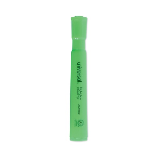 Office Jansan | Universal UNV08862 Chisel Tip Fluorescent Green Ink Green Barrel Desk Highlighters (1 Dozen) image number 0