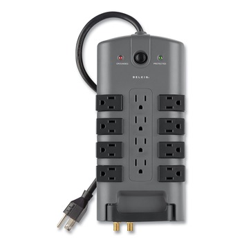 Belkin 4320 J 12 AC Outlets 8 ft. Cord Pivot Plug Surge Protector - Gray