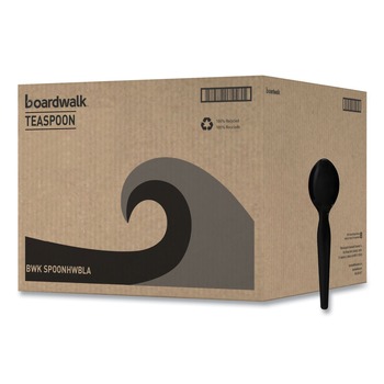 Boardwalk Heavyweight Polystyrene Teaspoon Cutlery - Black (1000/Carton)