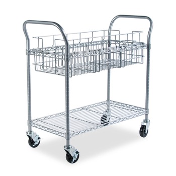 PRODUCTS | Safco 5236GR 18.75 in. x 39 in. x 38.5 in. 600 lbs. Capacity Wire Mail Cart - Metallic Gray