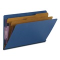 File Folders | Smead 29784 6 SafeSHIELD Fasteners 2 in. Expansion 2 Dividers Legal Size End Tab Pressboard Classification Folders - Dark Blue (10/Box) image number 0