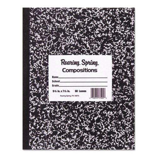 Roaring Spring 77332 Marble Cover Composition Book, Wide/legal Rule, Black Marble Cover, 8.5 X 7, 36 Sheets image number 0